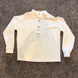 Ann Taylor Cream Long-Sleeve Henley Top for women